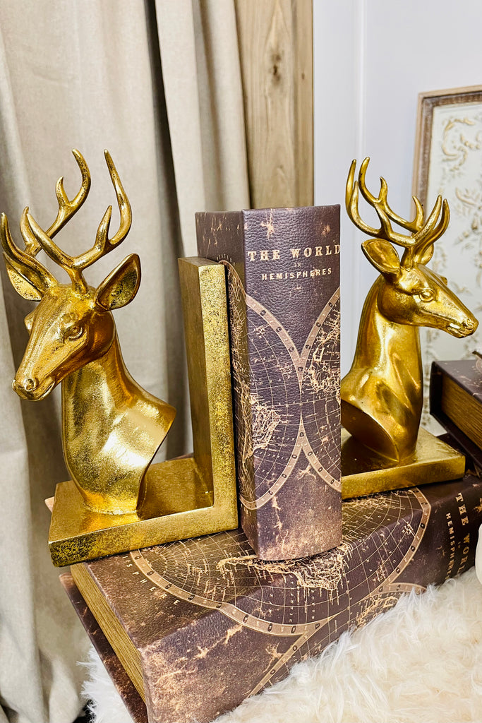 Gold Deer Bookends, Set of 2