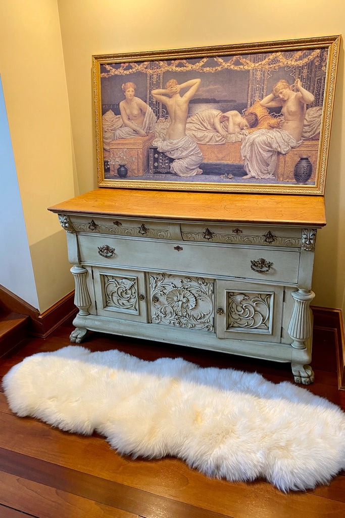 Luxury Size Lined and Padded Ivory Sheepskin Rug, 72x27