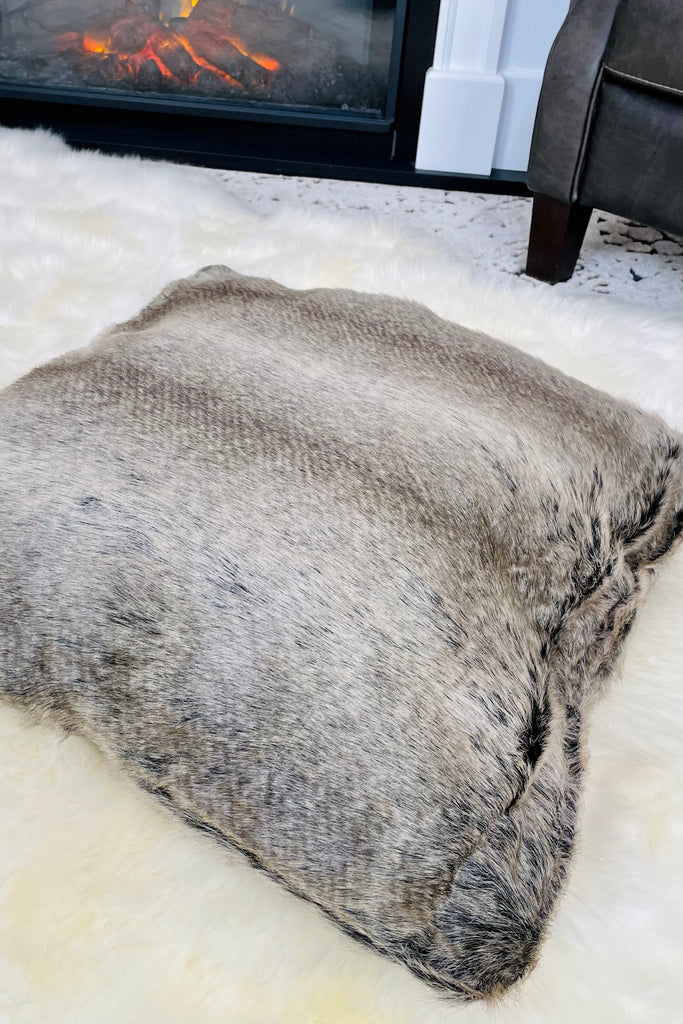 Winter Woodland Tones Faux Fur Pillow, 18" or 24" Square