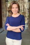 Soft Knit Navy Basic Scoop Neck Top