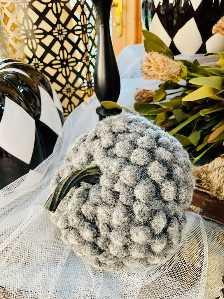 Gray Tufted Fabric Pumpkins