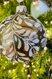 Moss Green Leaf European Glass Ornaments, Set of 6