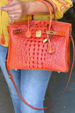The Hutton Fire Orange Croco Bag