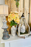 Set of 2 White Washed Curved Lanterns