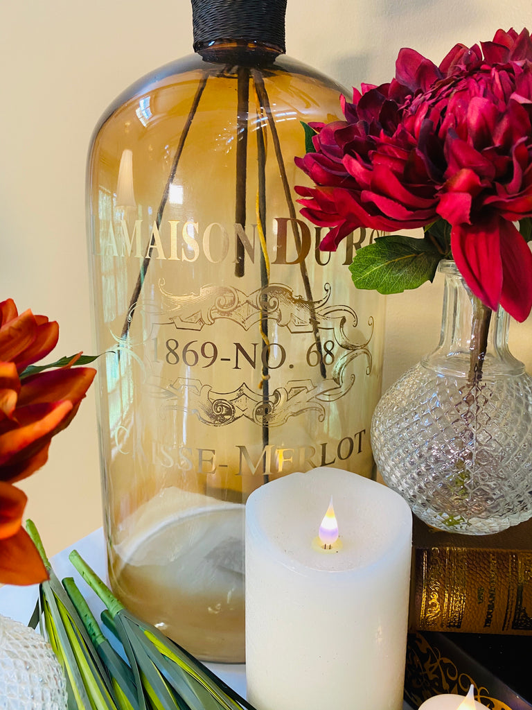 Brown Glass Bottle w/Antique Script