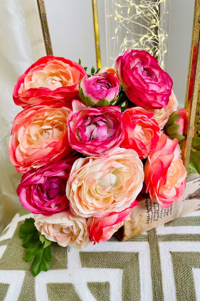 14" Ranunculus Bouquet, Set of 2