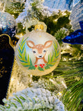Baby Deer European Glass Ornaments, Set of 6