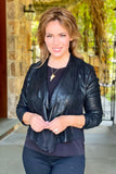 Black Python Drape Detail Suede Jacket