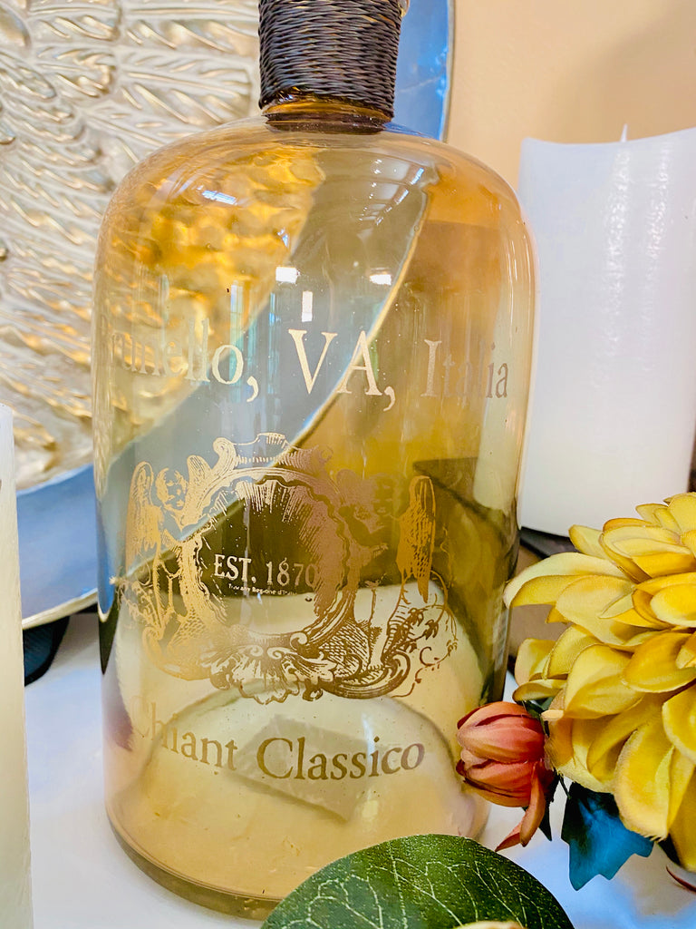 Brown Glass Bottle w/Antique Script