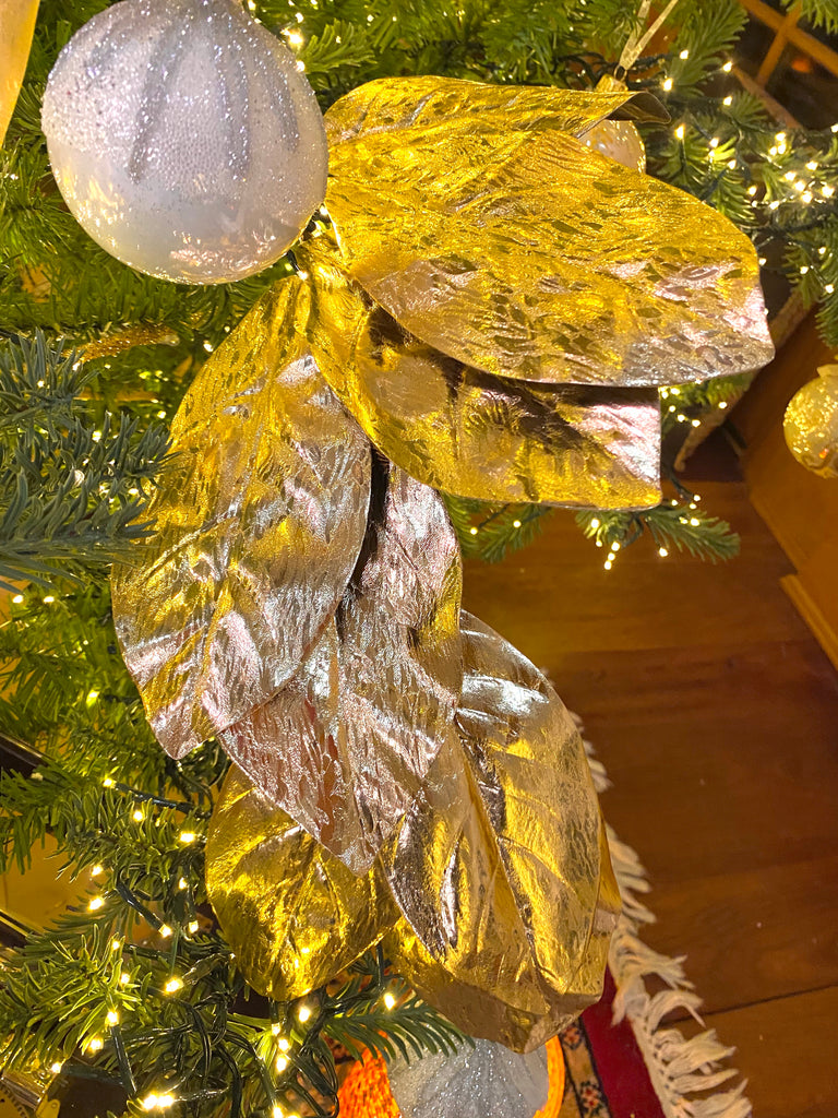 Shiny Gold Magnolia Leaf Sprays, Set of 3