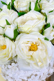 Set of 4 Grand White Rose Blooms and Bud Sprays