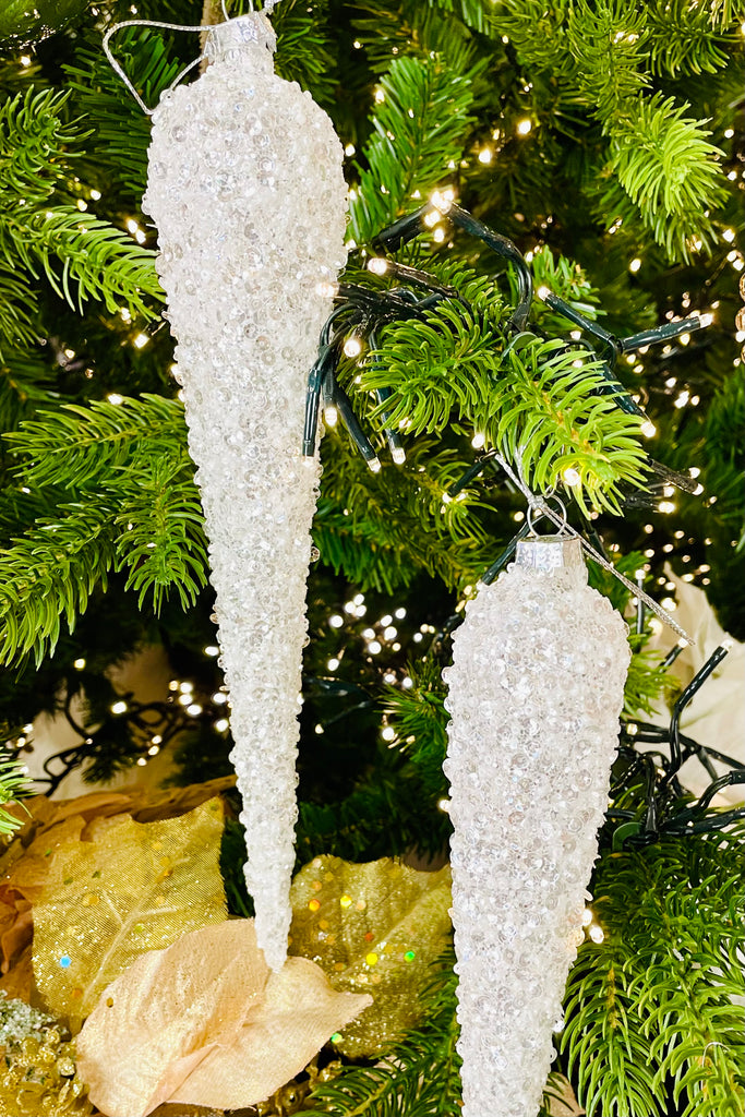 Beaded Glass Icicles, Set of 4