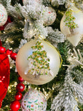 Beaded Christmas Tree Glass Ornaments, Set of 2