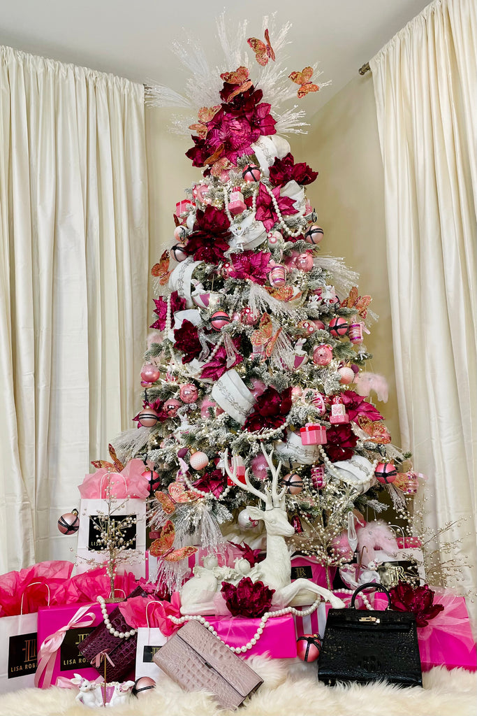Satin Ribbon w/ Wax Stamped Glass Ornaments, 2 boxes of 2