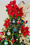 Night blue Sequin Glass Ornaments, Set of 6