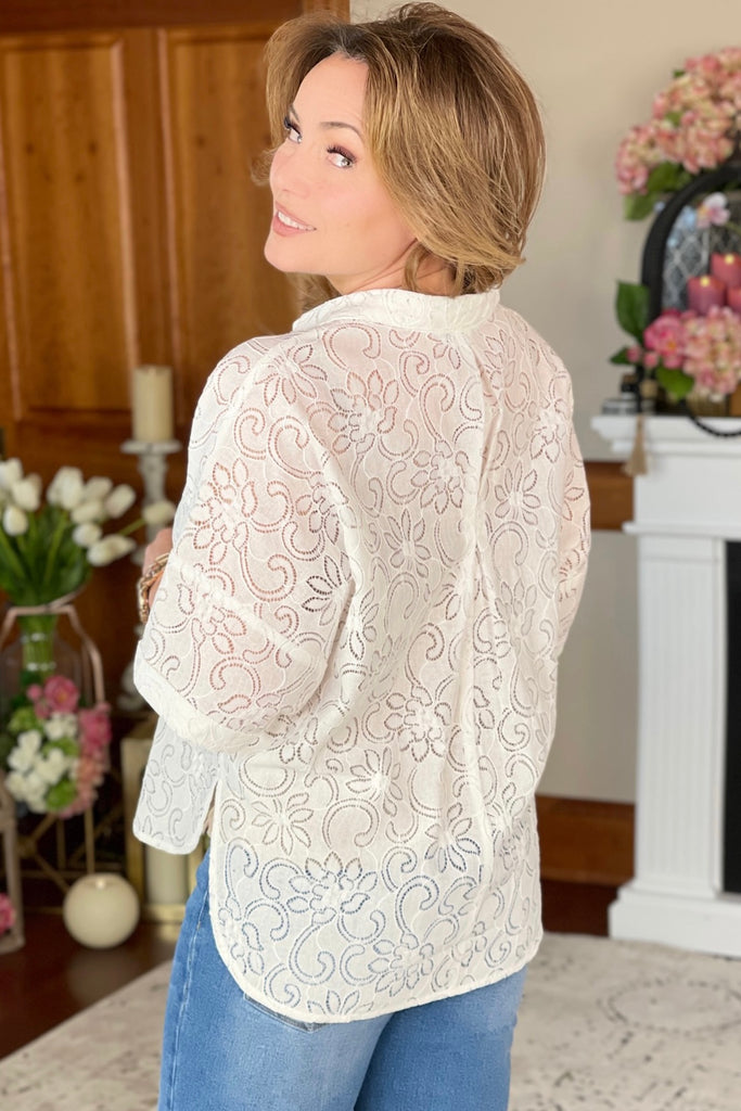 Lace Button Front Shirt