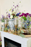 Set of 3 Smoked Glass Vases w/Gold Oval Pattern