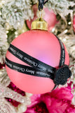 Satin Ribbon w/ Wax Stamped Glass Ornaments, 2 boxes of 2