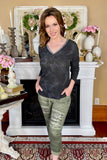 Italian Sparkle Patch Pant - Olive
