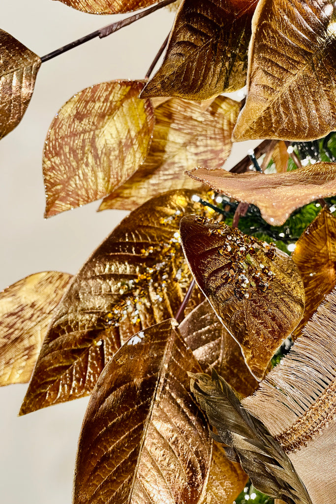 Bronze Sparkling Leaf Spray, Set of 2