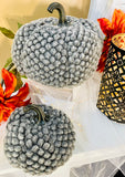 Gray Tufted Fabric Pumpkins