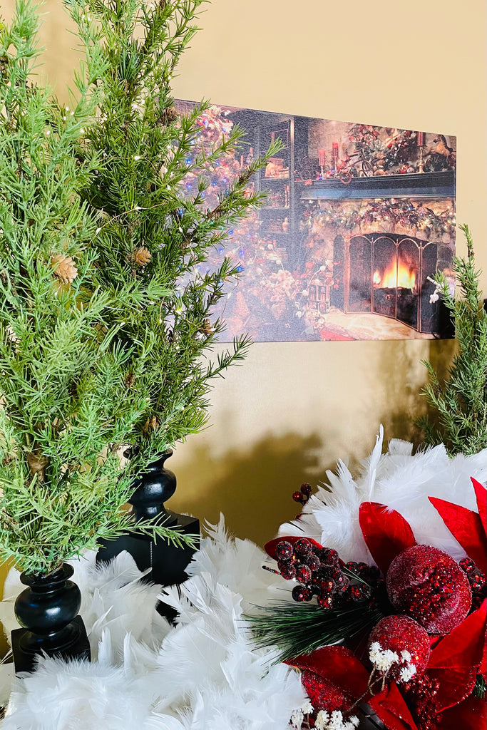 Set of 3 Pine Trees w/Mini Pinecones on Black Resin Spindles