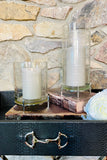12''H Glass and Iron Candle Holder