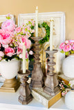 Set of 3 Tan Distressed Resin Taper/Pillar Candleholders