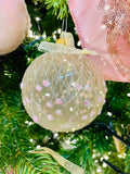 Translucent Pink Glitter Net European Glass Ornaments