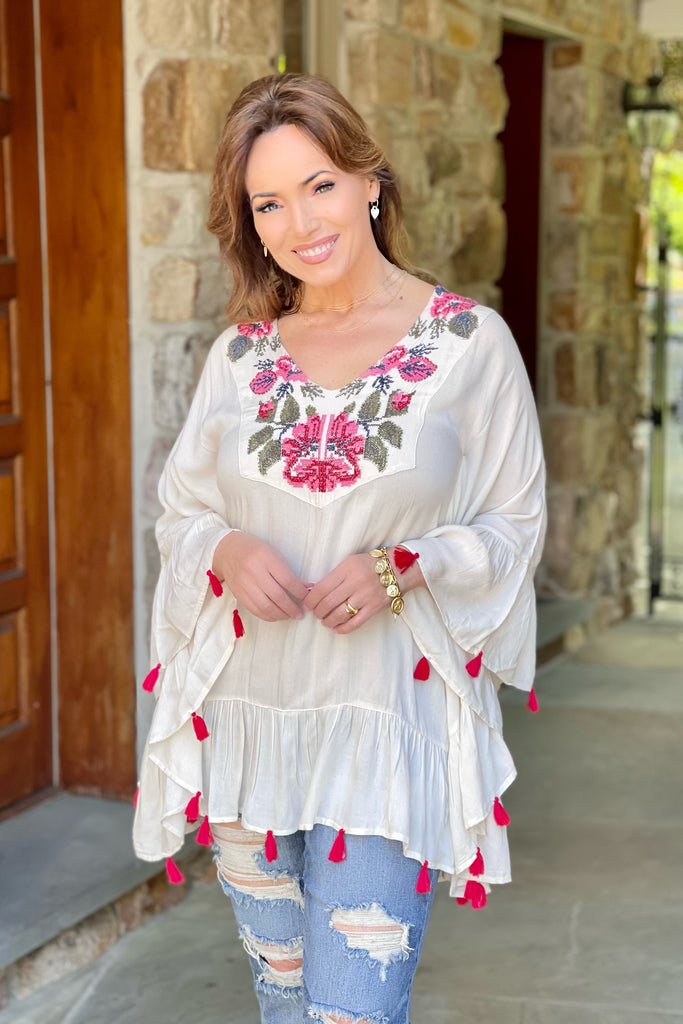 Ivory Embroidered Caftan