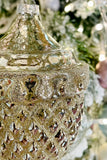 Glittered Silver Mercury Glass Acorn Shaped Ornaments, Set of 3