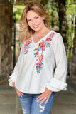 Embroidered Top with Sleeve Detail