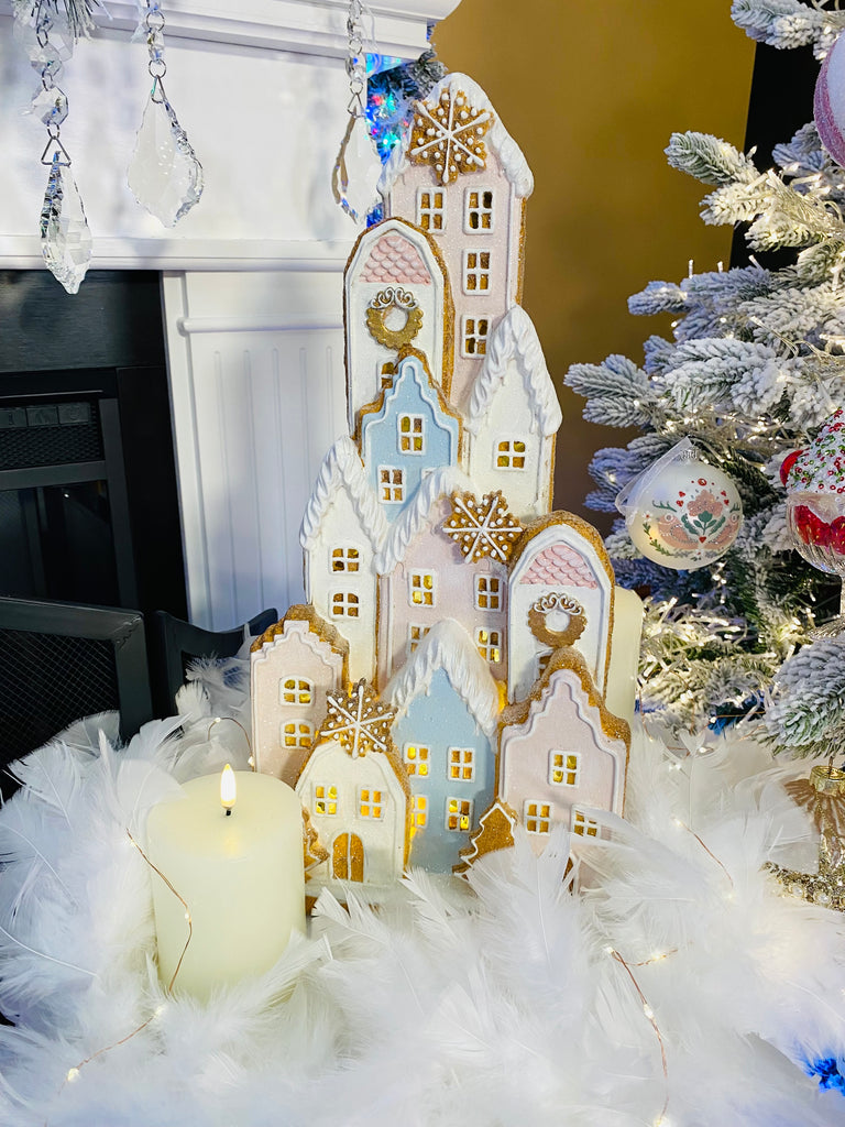 Iced Gingerbread Lighted Village