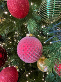 Large Dimensional Red, Green, and Pearl Glass Ornaments Set of 12