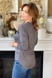 Charcoal Italian Made Button Front Shirt