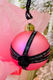 Satin Ribbon w/ Wax Stamped Glass Ornaments, 2 boxes of 2