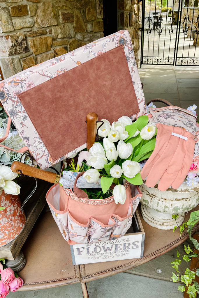 Ivory Floral Cotton Canvas Garden Bag