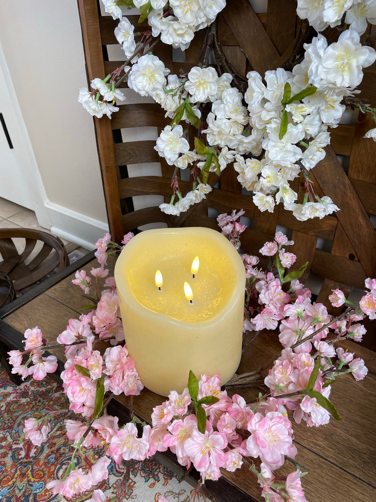6" Triple Wick Cream Wax Flameless Candle with Timer