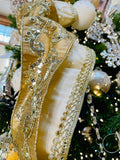 2.5''W Luxury Pearl Wired Christmas Ribbon