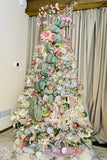 Blush and Velvet Pink Glittering Butterflies Glass Ornaments, Set of 6
