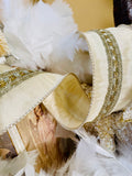 2.5''W Luxury Pearl Wired Christmas Ribbon