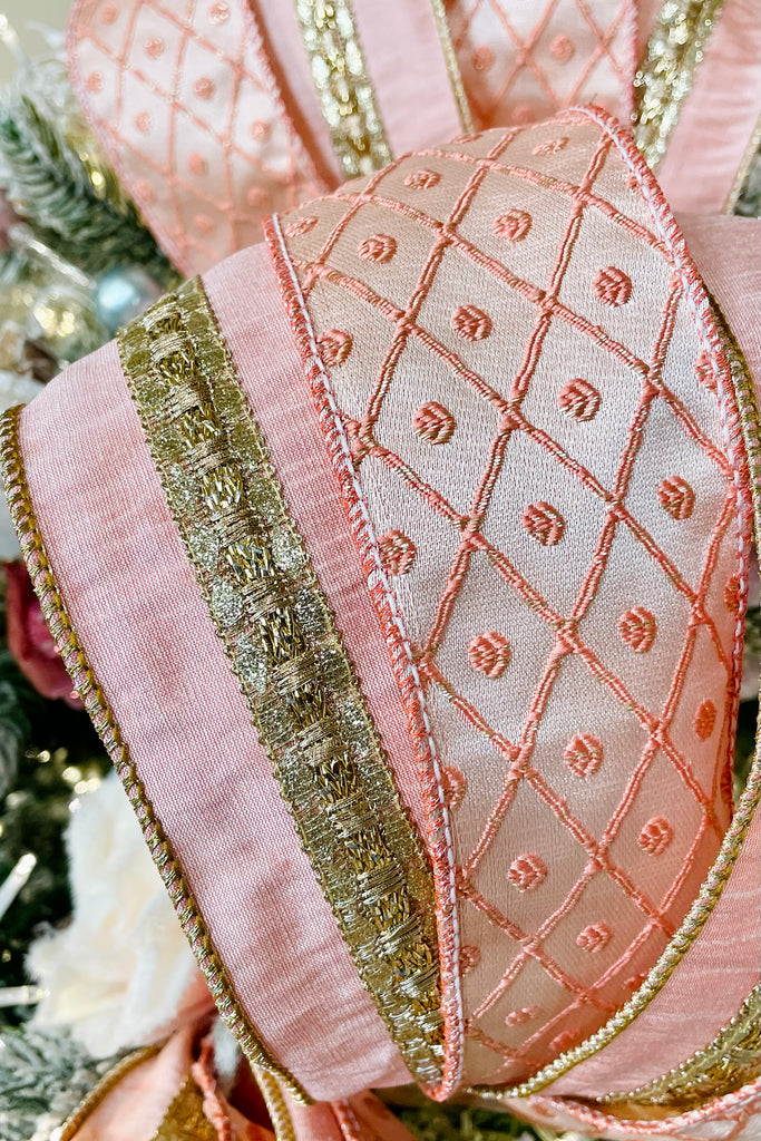2.5''W Luxury Pink Wired Christmas Ribbon Choice of