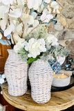 Whitewashed Willow Woven Vases - Set of 2