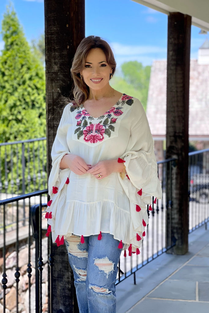 Ivory Embroidered Caftan