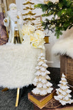 Gold Snowy Tabletop Christmas Trees, Set of 4