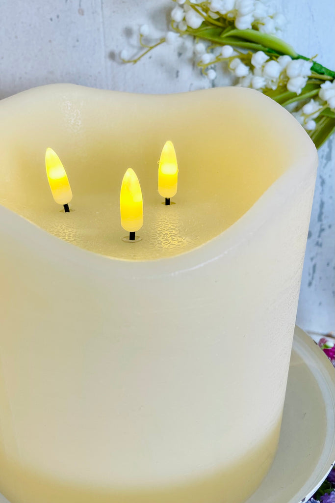 6" Triple Wick Cream Wax Flameless Candle with Timer