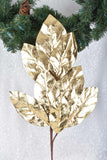 Shiny Gold Magnolia Leaf Sprays, Set of 3