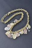 Italian Religious Medallion Charm Necklace
