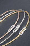 Italian Sterling Braided Woven Status Pave Oval Center Collar Necklace