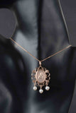 Italian Sterling Ornate Angel and Cultured Pearl Pendant